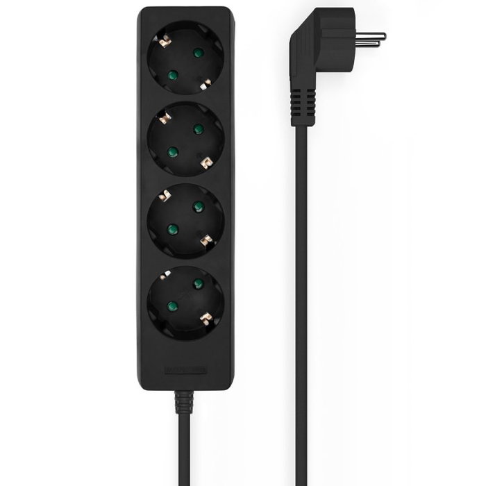 Aisens Regleta de 4 Tomas con Cable de 1,4 m, Negro
